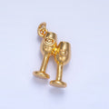 24K Gold plated Smiley Face Heart Wine Cup Charm | W102 - DLUXCA