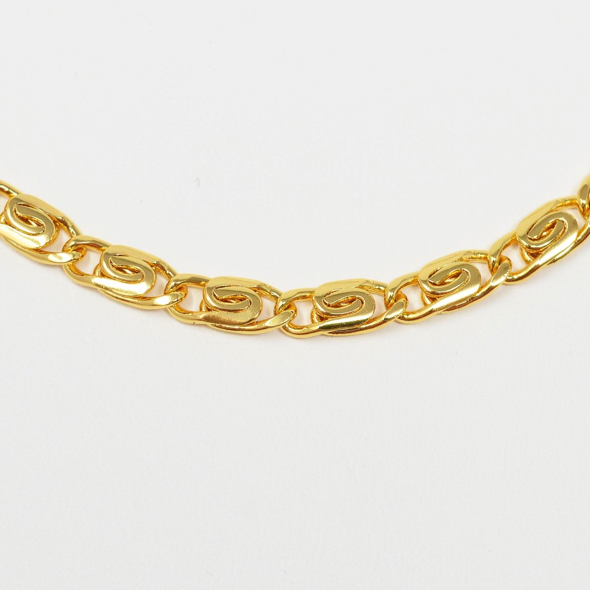 24K Gold plated Snail Scroll Chain Finished Necklace - 20 Inches Yellow Gold Snail Chain Bold 4.5mm w/ Lobster Clasps | CN-999 Clearance Pricing - DLUXCA