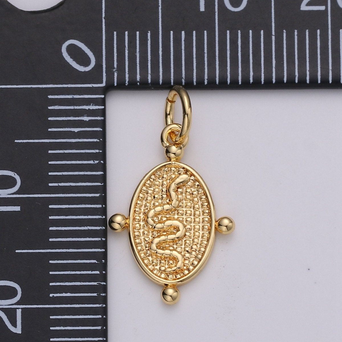 24k Gold plated Snake Pendant Charm, Dainty Oval Pendant Charm, Gold plated Pendant Silver Serepent Charm For DIY Jewelry D-435 D-436 - DLUXCA