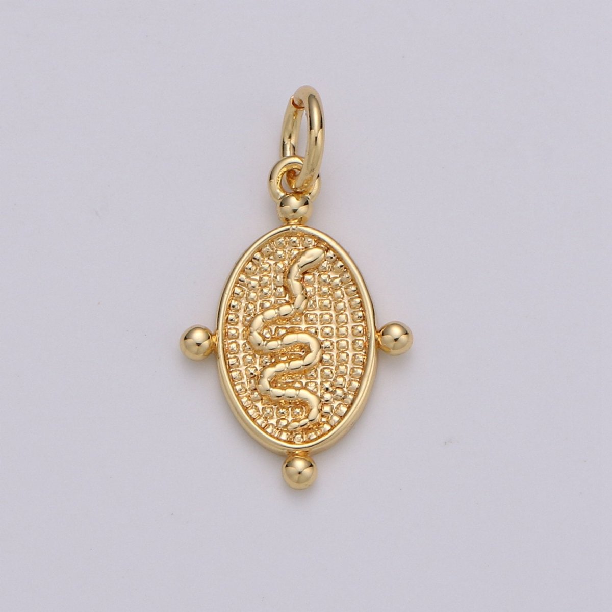 24k Gold plated Snake Pendant Charm, Dainty Oval Pendant Charm, Gold plated Pendant Silver Serepent Charm For DIY Jewelry D-435 D-436 - DLUXCA