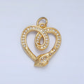 24K Gold plated Snake Serpent Heart Open Micro Paved CZ Charm | AC178 - DLUXCA