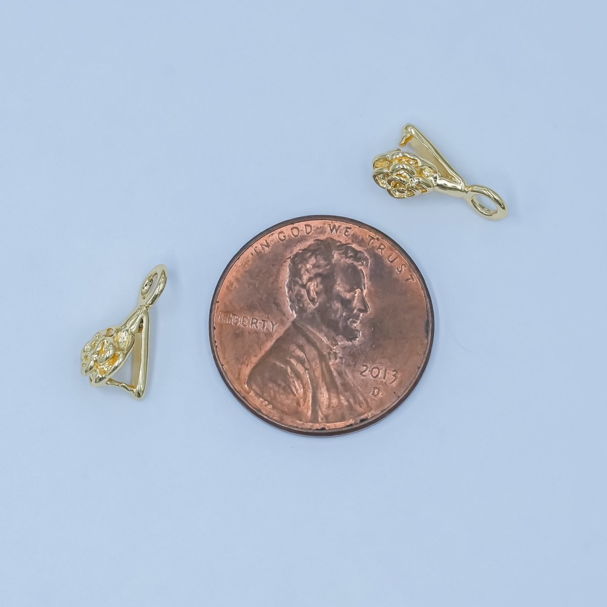 24K Gold plated Snap Rose Flower Bail Finding | Z1125 - DLUXCA