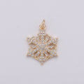 24K Gold plated Snow Flake Charm Micro Pave Snow Charm, Northstar Cubic Charms, CZ Gold ClearCharm, Dainty Minimalist Jewelry Supply D-741 - DLUXCA