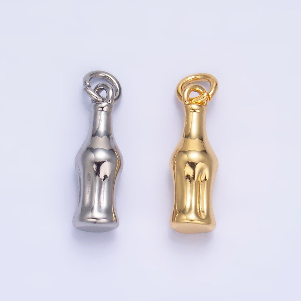 24K Gold plated Soda Bottle Drink 3D Multidimensional Charm in Gold & Silver | W222 - DLUXCA