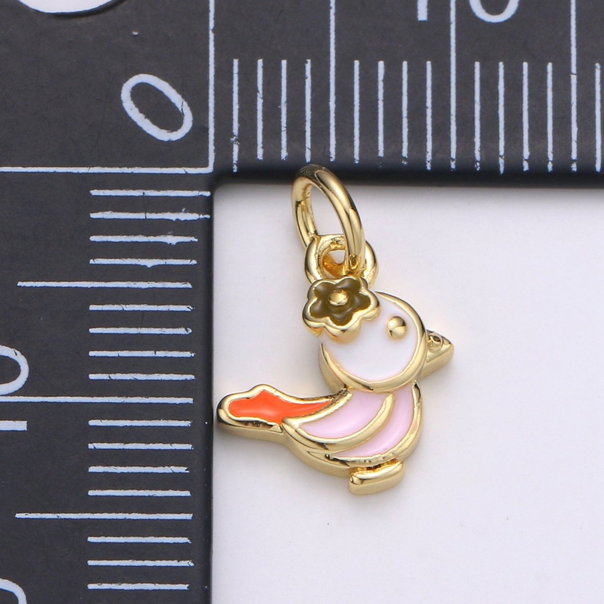 24K Gold plated Soft Pink Chicken Charm D-932 - DLUXCA