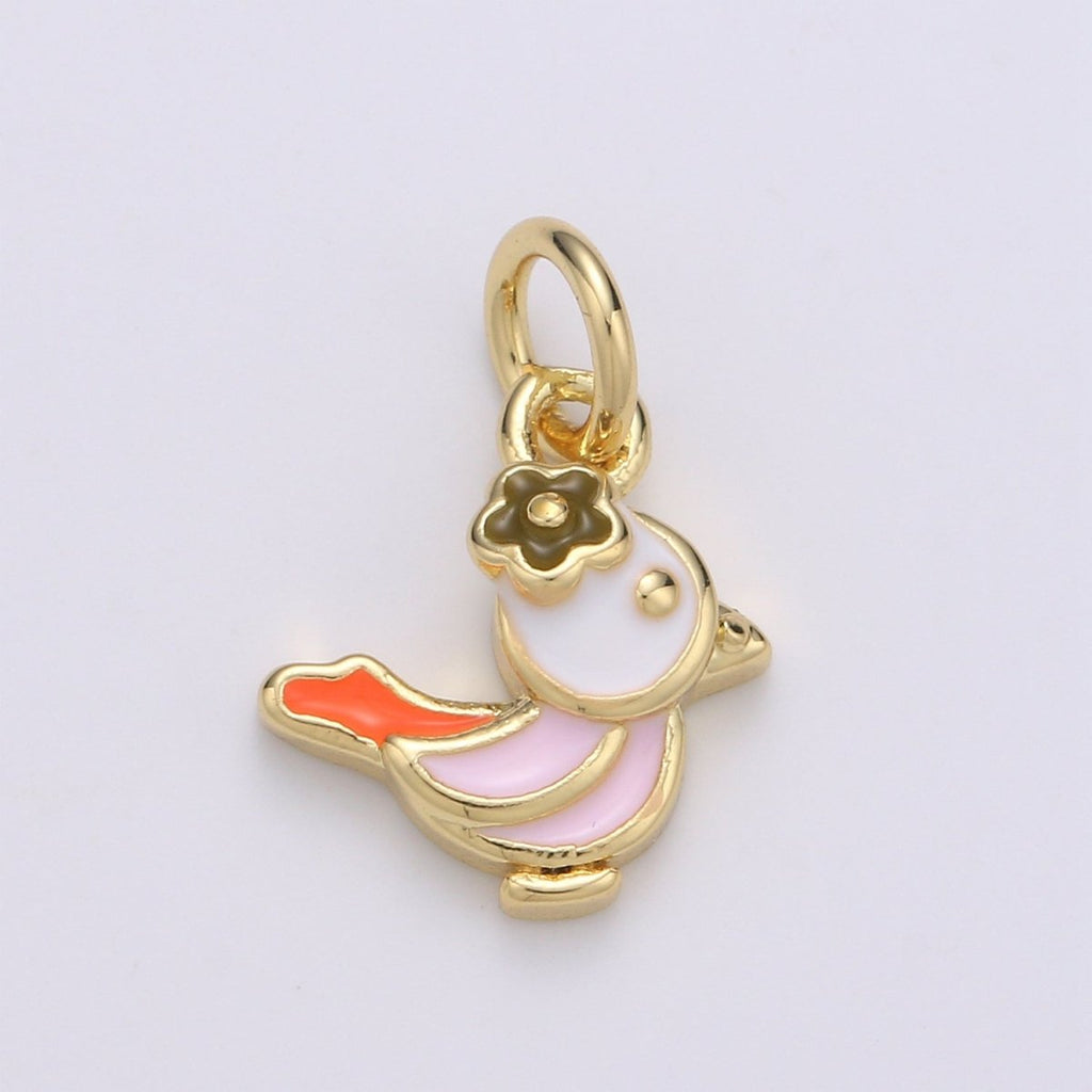 24K Gold plated Soft Pink Chicken Charm D-932 - DLUXCA