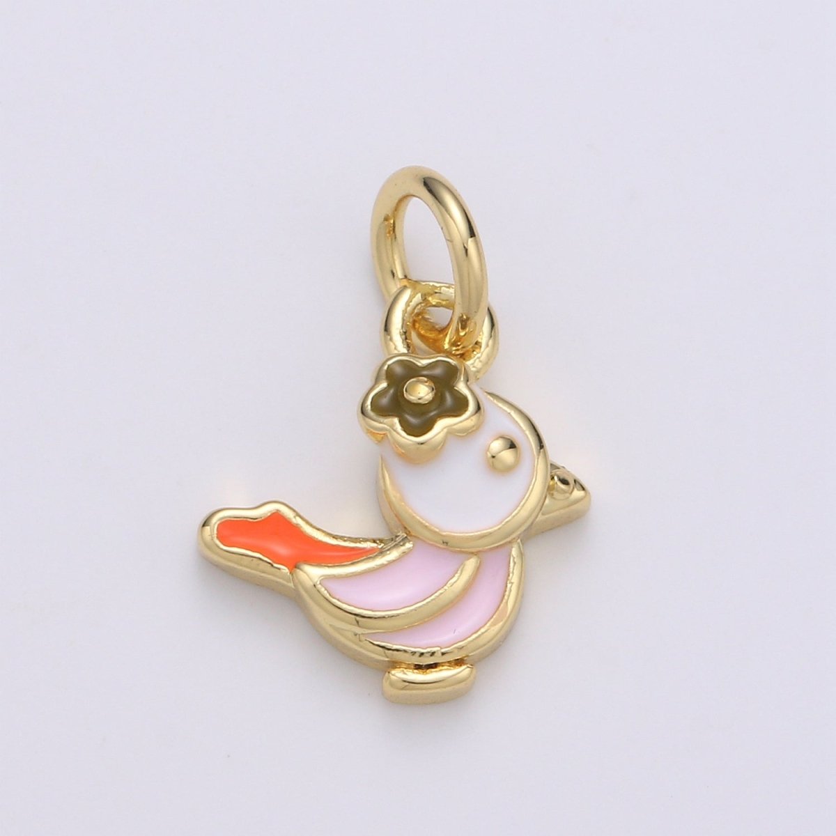 24K Gold plated Soft Pink Chicken Charm D-932 - DLUXCA