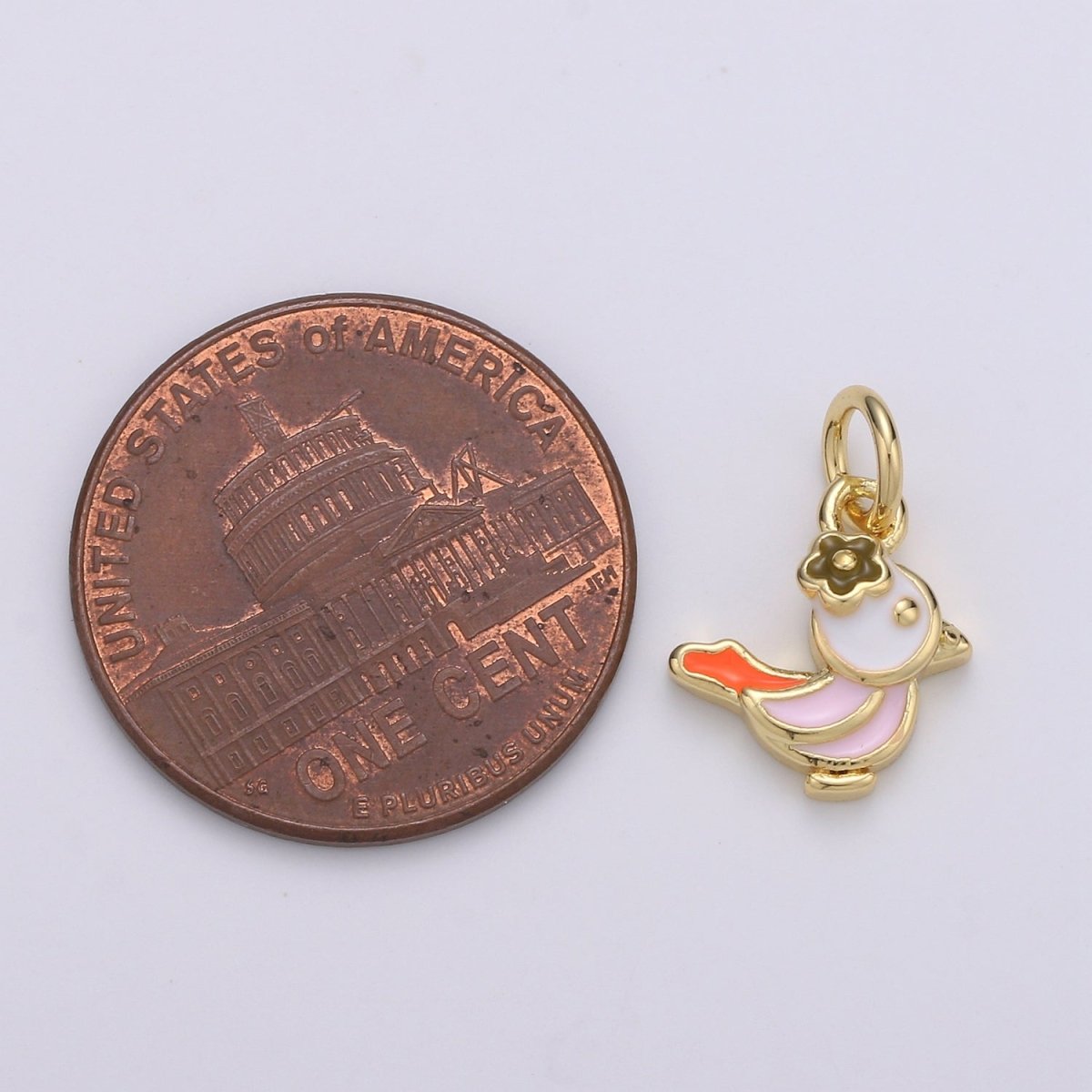 24K Gold plated Soft Pink Chicken Charm D-932 - DLUXCA