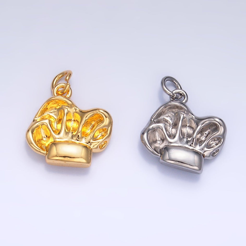24K Gold plated Sous Chef Hat 3D Multidimensional Charm in Gold & Silver | W240