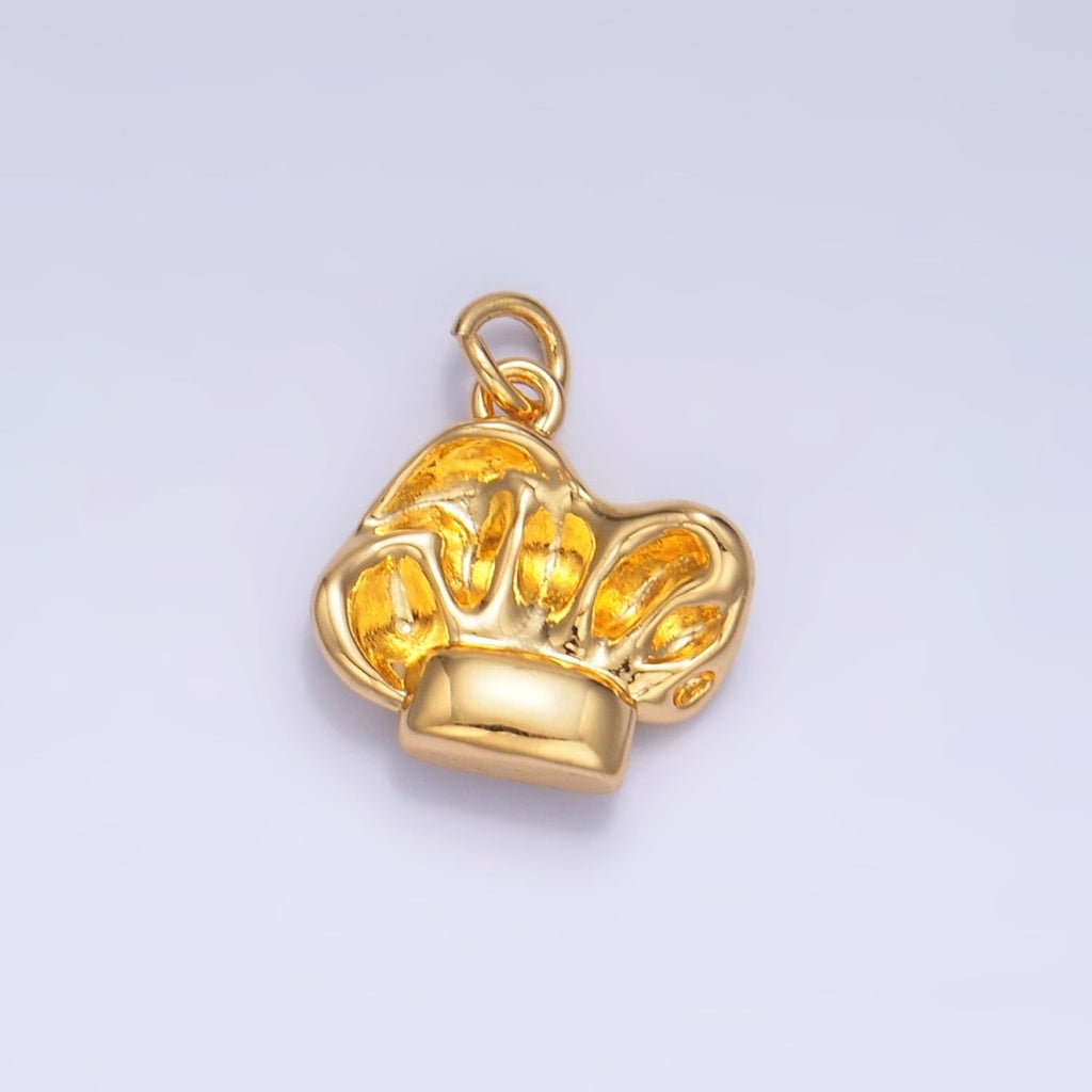 24K Gold plated Sous Chef Hat 3D Multidimensional Charm in Gold & Silver | W240