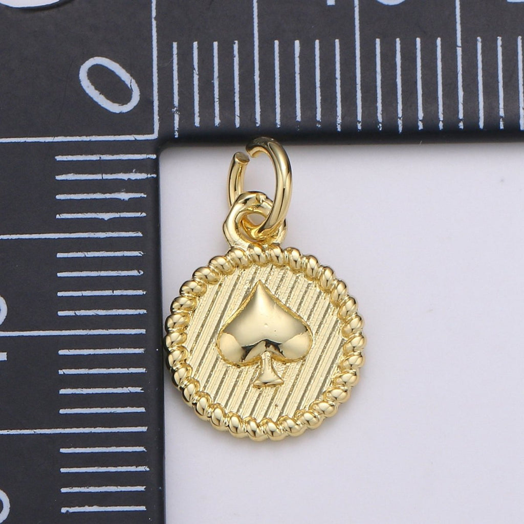 24K Gold plated Spade Coin Charm D-910 - DLUXCA