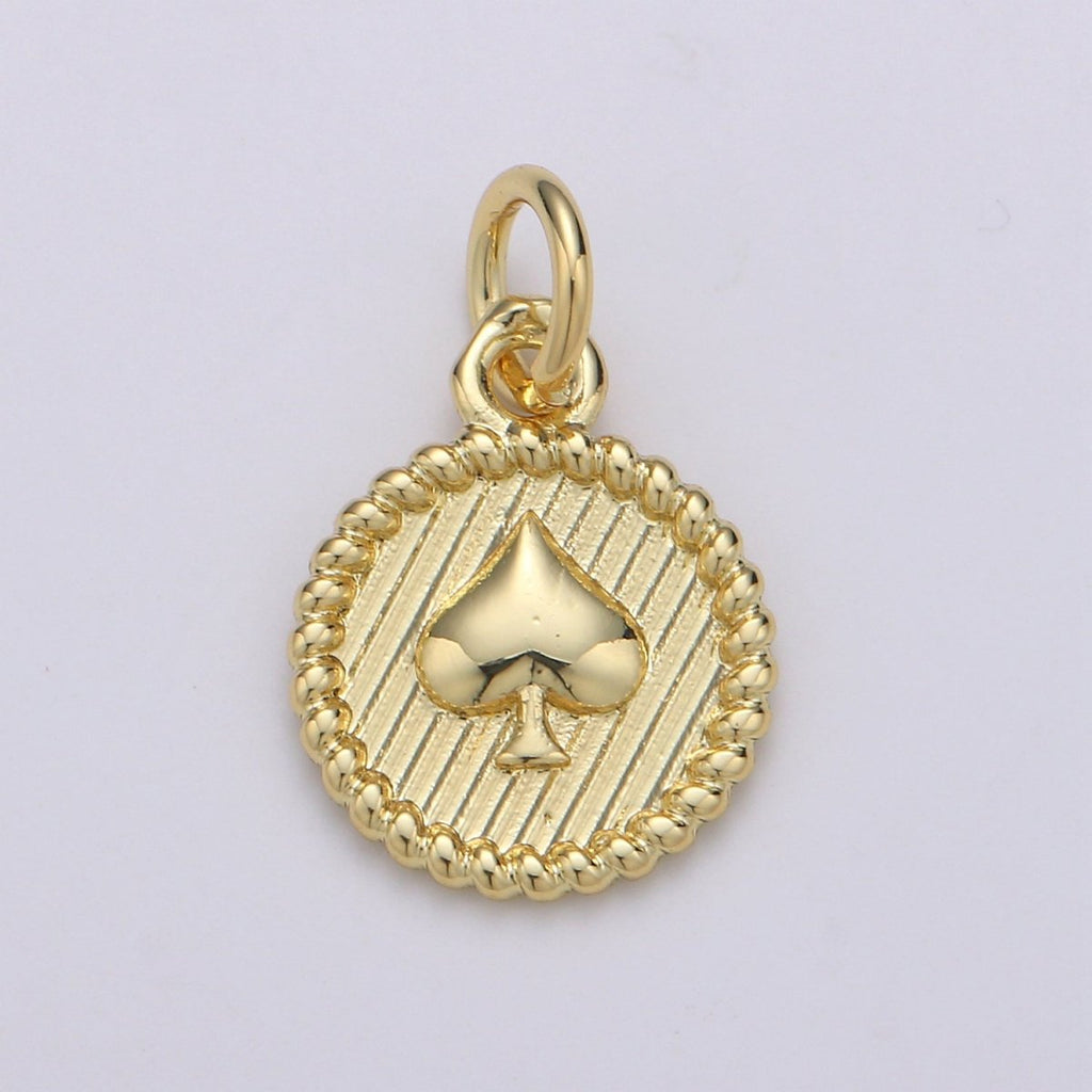 24K Gold plated Spade Coin Charm D-910 - DLUXCA