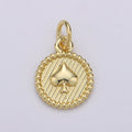 24K Gold plated Spade Coin Charm D-910 - DLUXCA