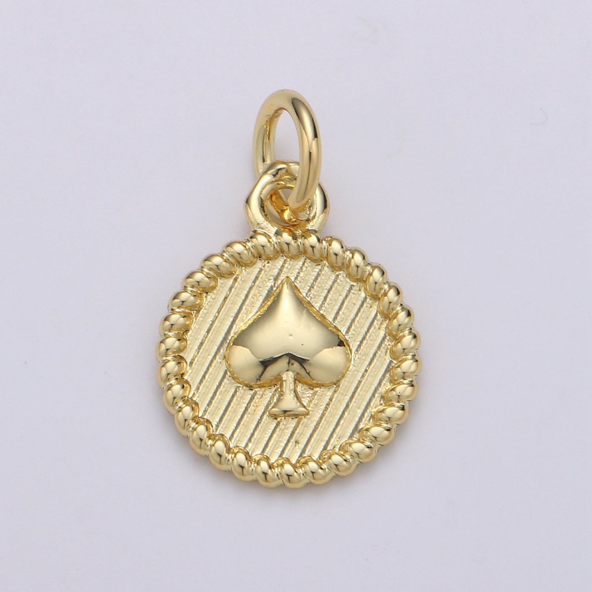 24K Gold plated Spade Coin Charm D-910 - DLUXCA