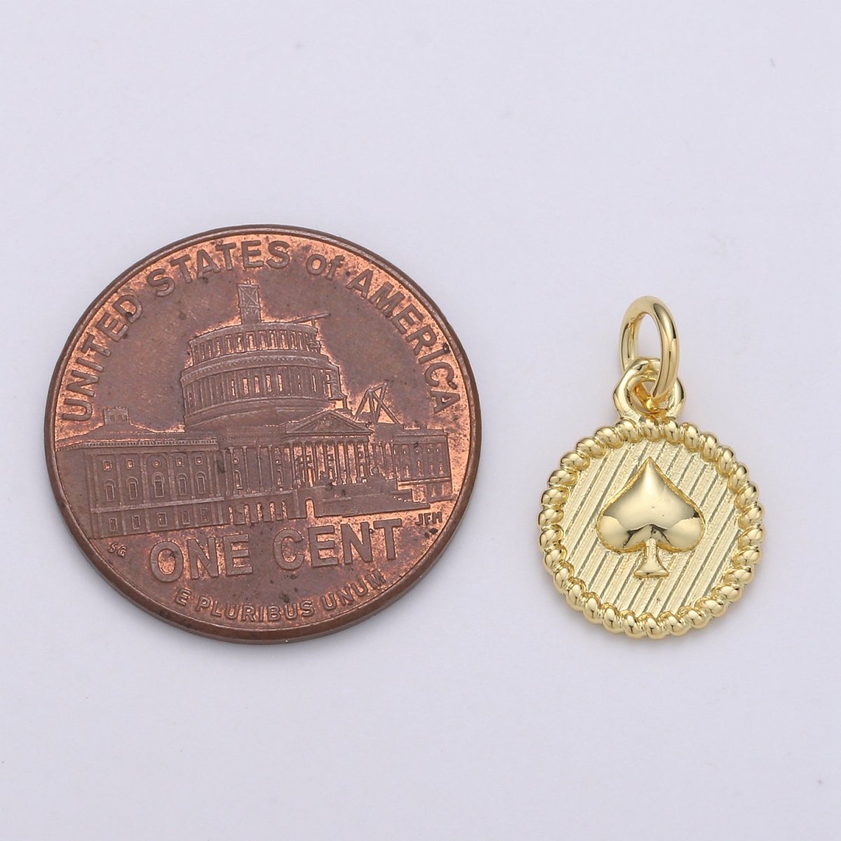 24K Gold plated Spade Coin Charm D-910 - DLUXCA