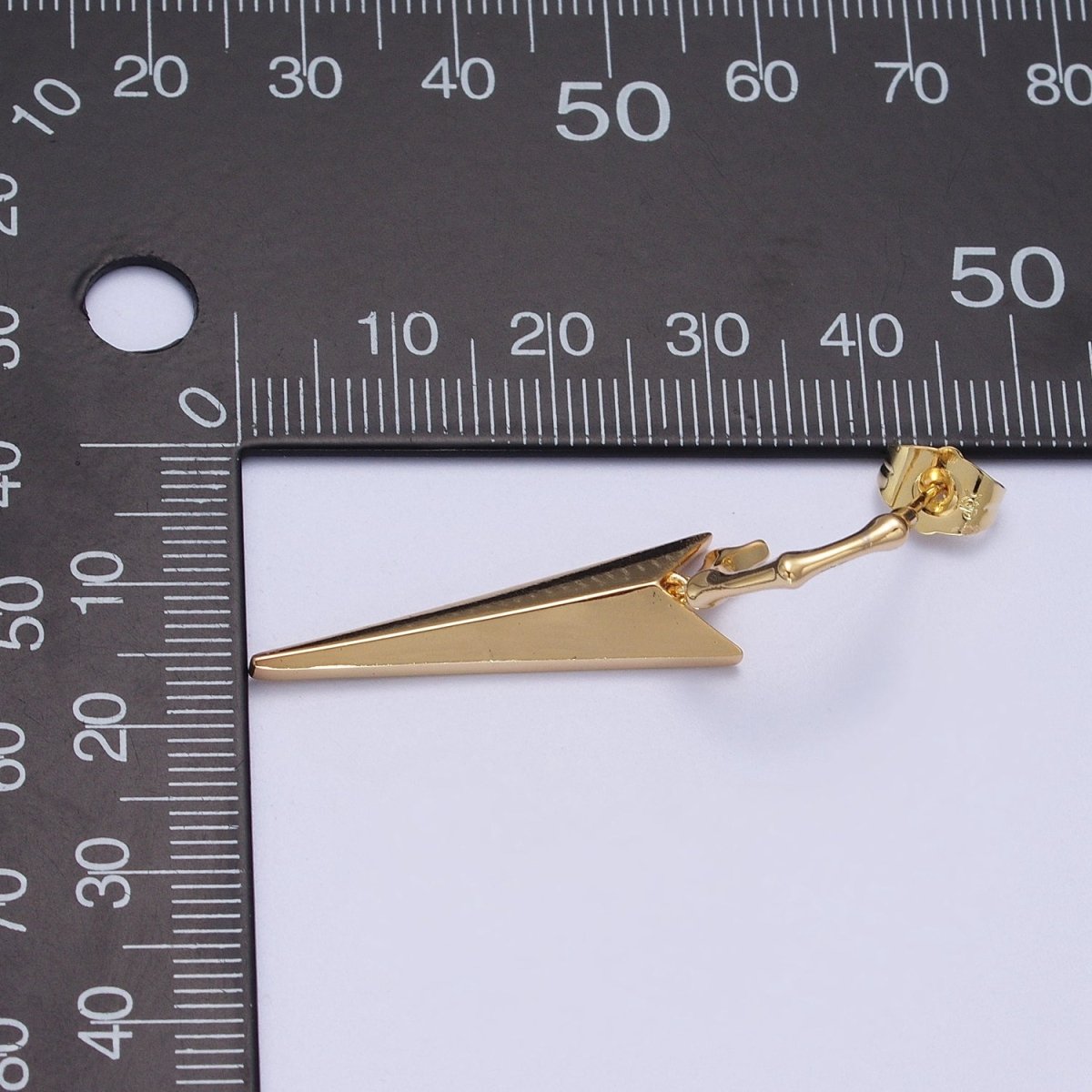 24K Gold plated Spiked Drop Bamboo C Shaped Hoop Geometric Stud Earrings | V-005 - DLUXCA