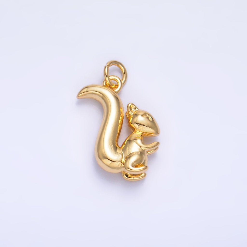 24K Gold plated Squirrel Animal 3D Multidimensional Charm in Gold & Silver | W347 - DLUXCA