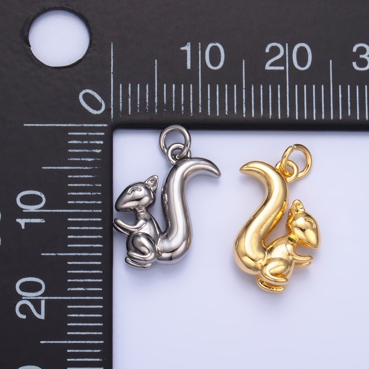 24K Gold plated Squirrel Animal 3D Multidimensional Charm in Gold & Silver | W347 - DLUXCA
