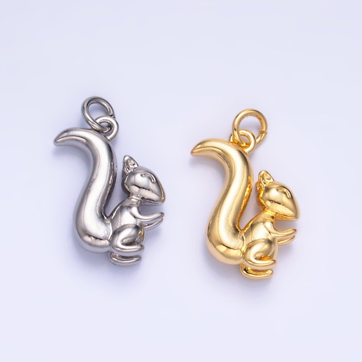 24K Gold plated Squirrel Animal 3D Multidimensional Charm in Gold & Silver | W347 - DLUXCA