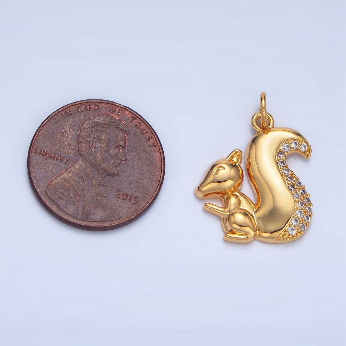 24K Gold plated Squirrel Micro Paved CZ Animal Charm | X840 - DLUXCA