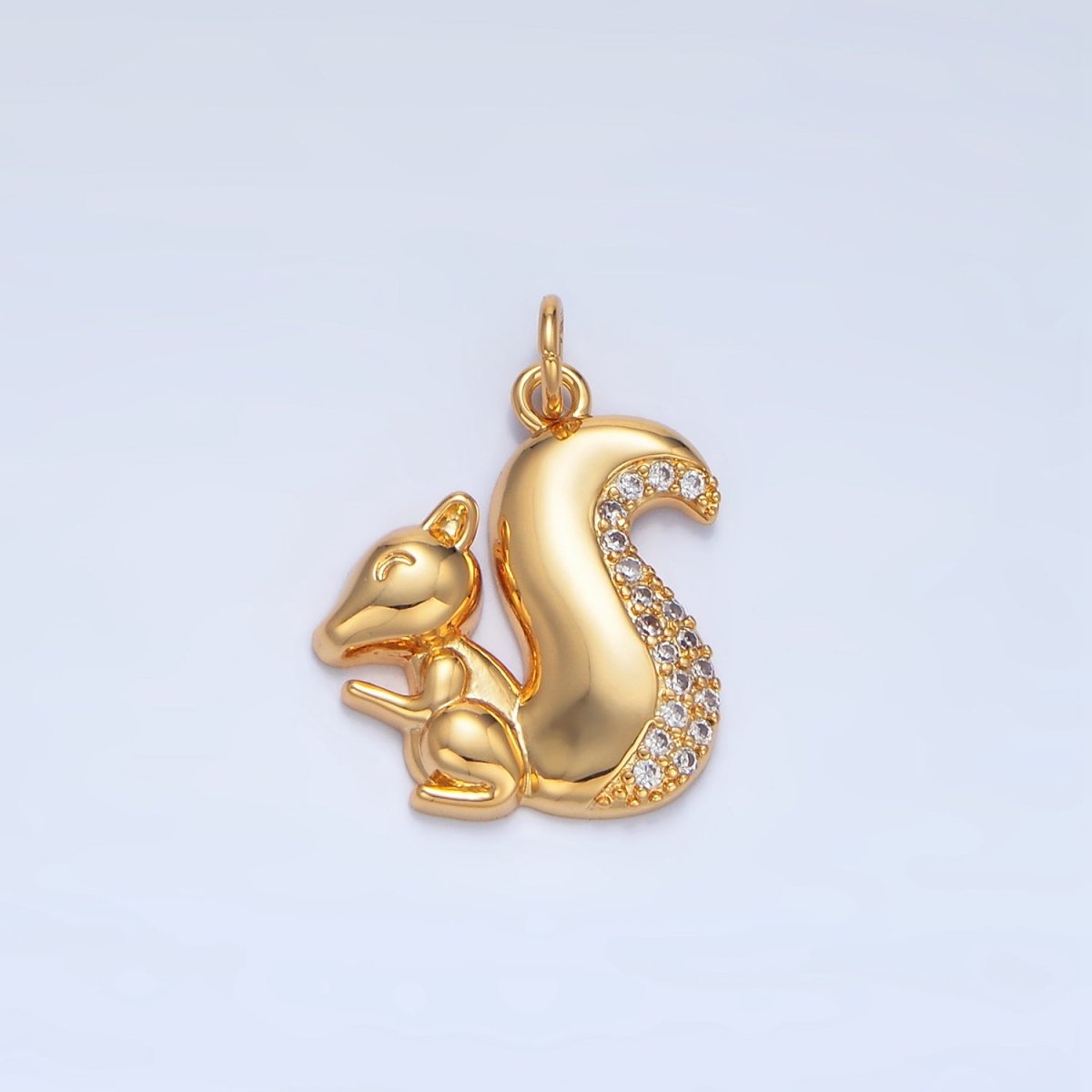 24K Gold plated Squirrel Micro Paved CZ Animal Charm | X840 - DLUXCA