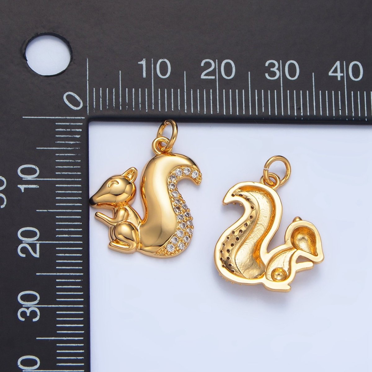24K Gold plated Squirrel Micro Paved CZ Animal Charm | X840 - DLUXCA