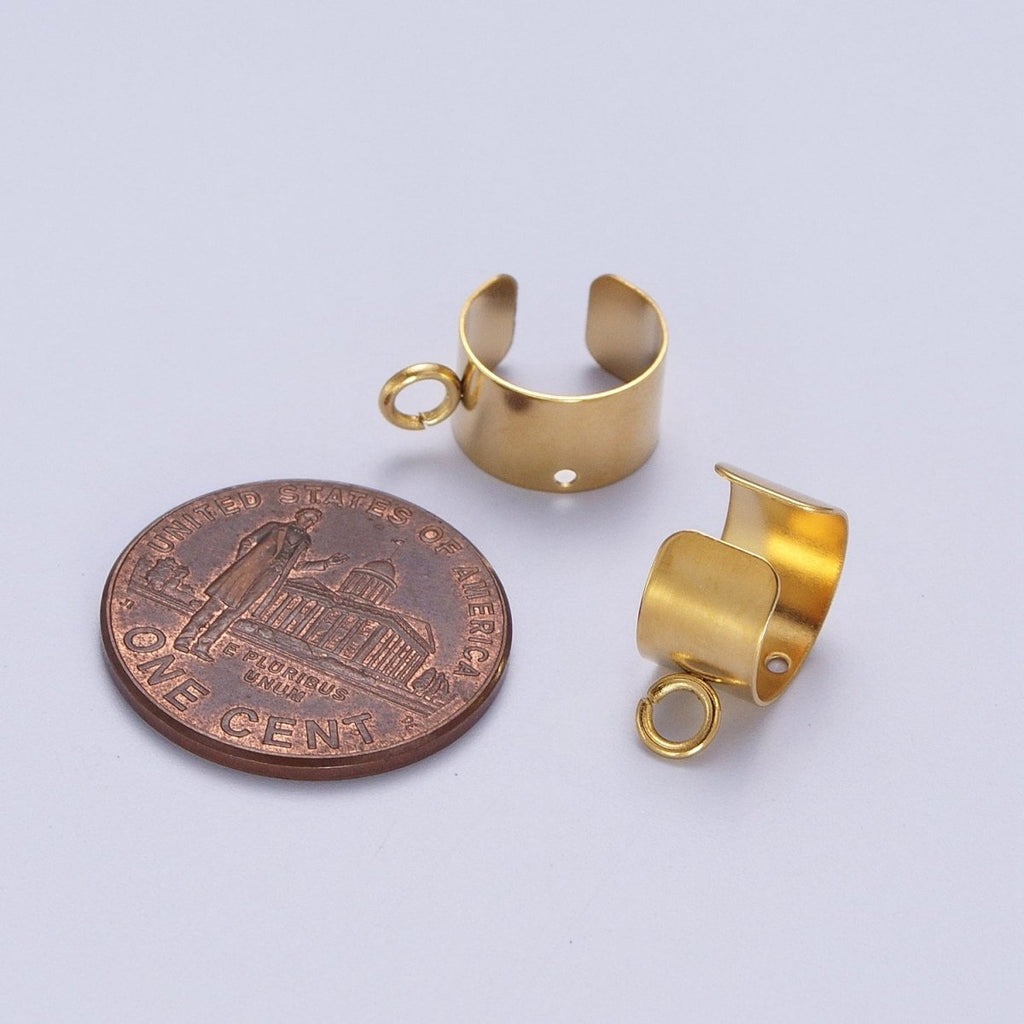 24K Gold plated Stainless Steel Open Loop Wide Band Ear Cuff Earrings Supply | K-207 - DLUXCA