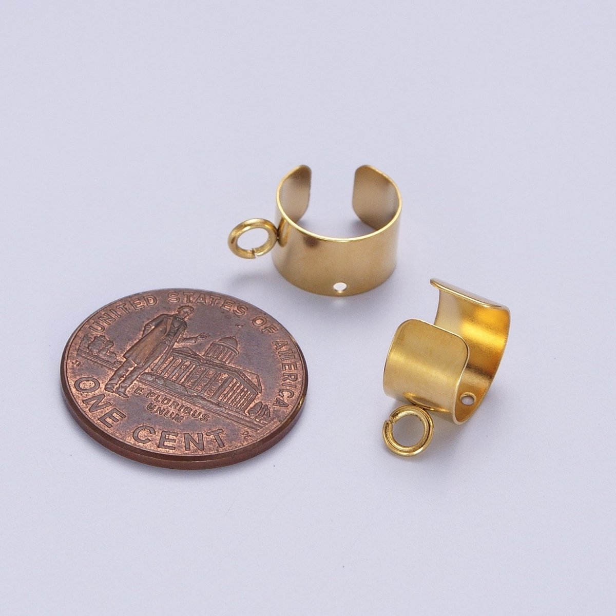 24K Gold plated Stainless Steel Open Loop Wide Band Ear Cuff Earrings Supply | K-207 - DLUXCA
