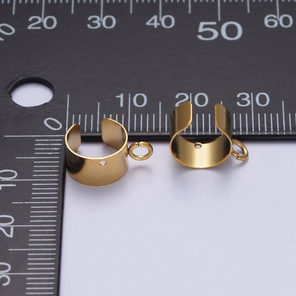 24K Gold plated Stainless Steel Open Loop Wide Band Ear Cuff Earrings Supply | K-207 - DLUXCA