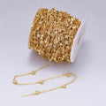 24K Gold plated Star Charm CABLE Roll Chain Sold by Yard For Jewelry Making, Necklace Bracelet Anklet Supply Component | ROLL - 415 Clearance Pricing - DLUXCA