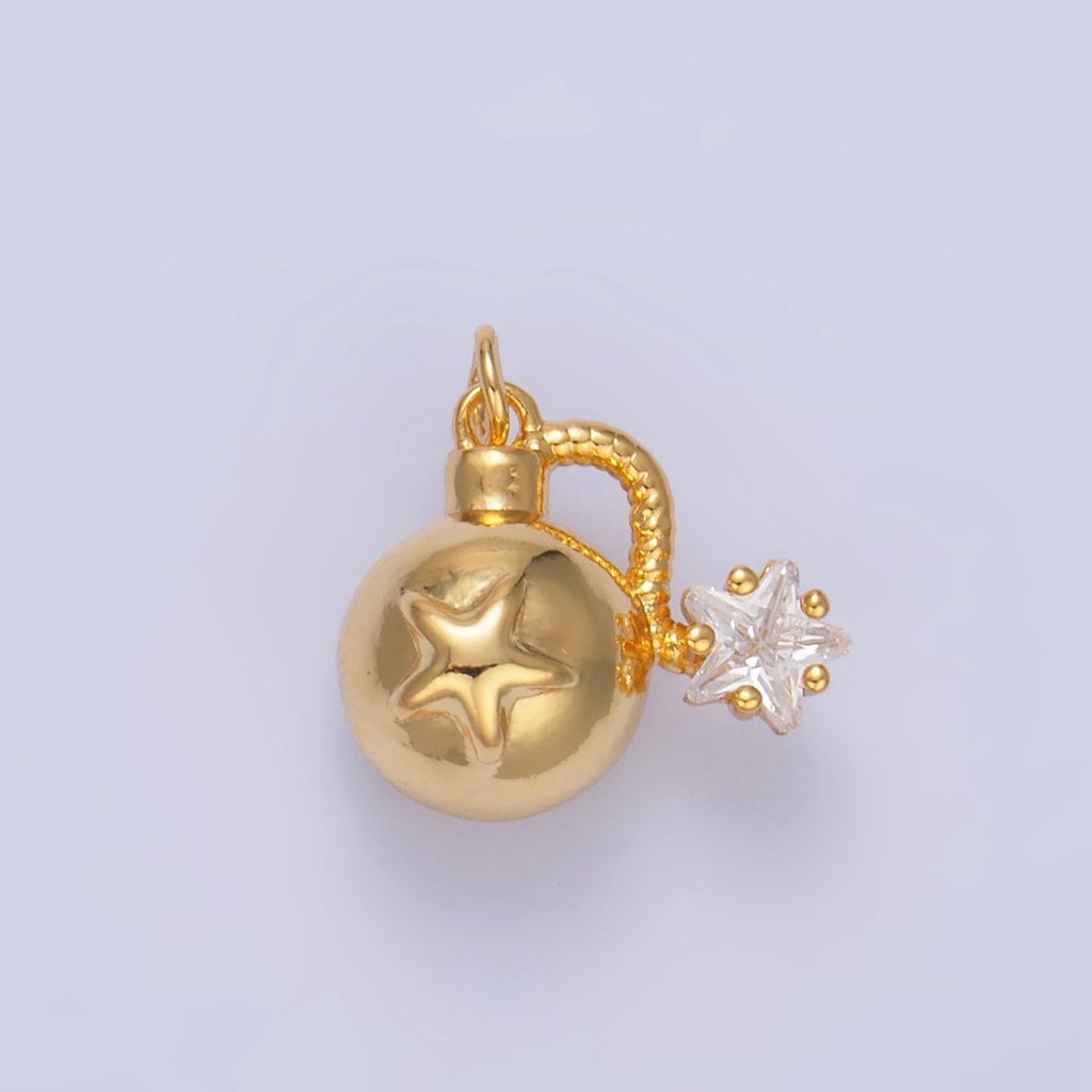 24K Gold plated Star CZ Explosion Multidimensional 3D Charm in Gold & Silver | W137 - DLUXCA