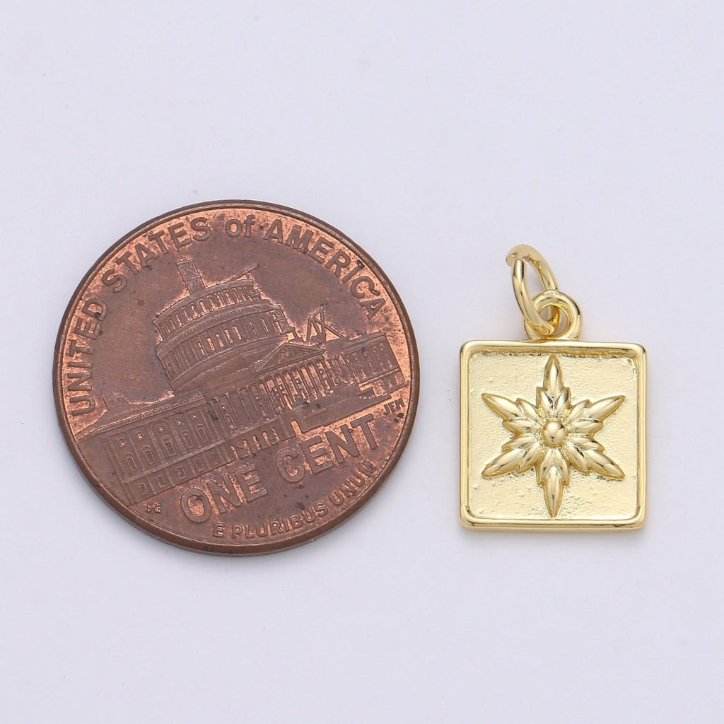 24K Gold plated Star Square Charm D-913 - DLUXCA