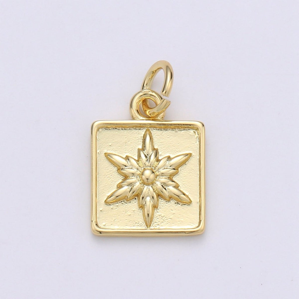 24K Gold plated Star Square Charm D-913 - DLUXCA