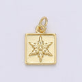 24K Gold plated Star Square Charm D-913 - DLUXCA