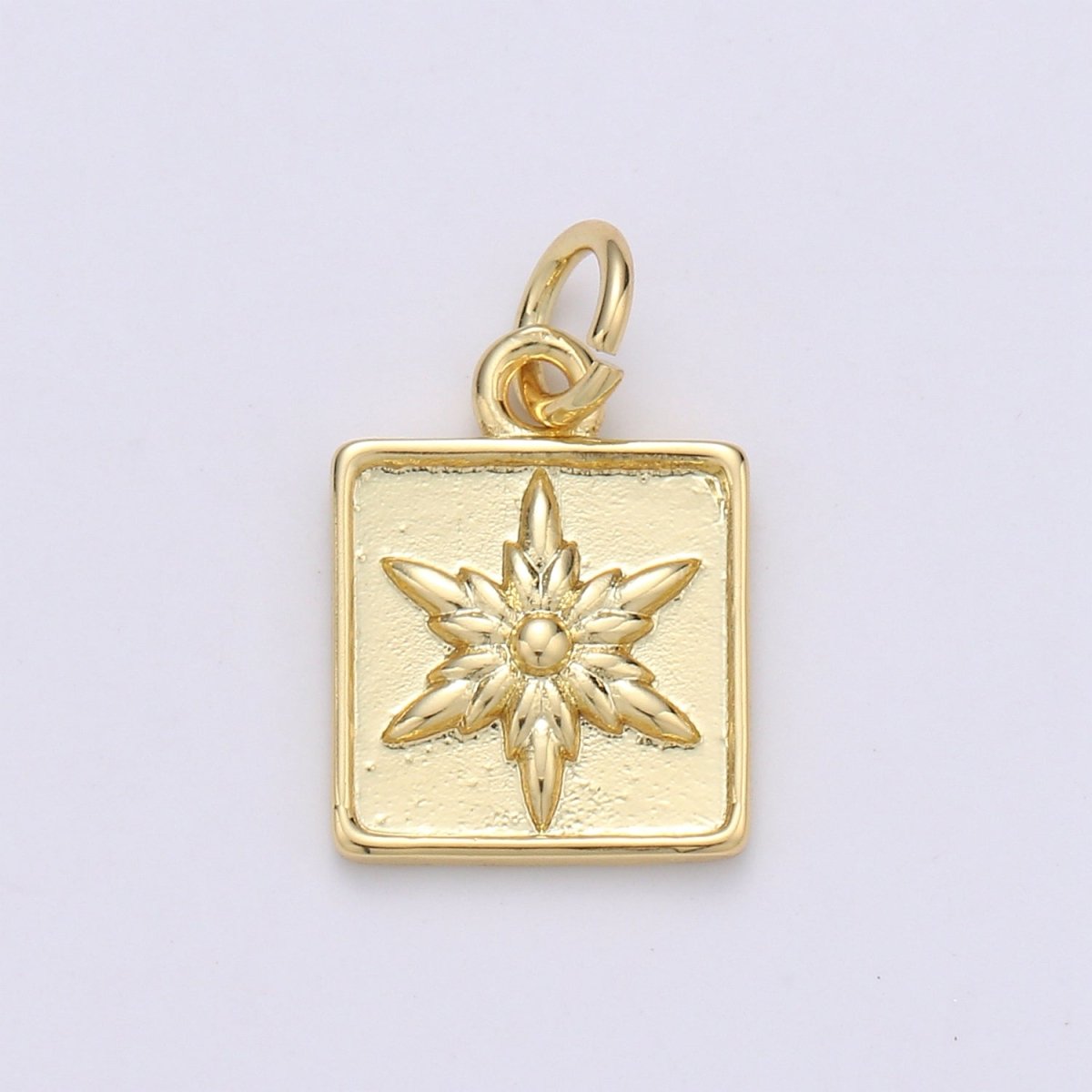 24K Gold plated Star Square Charm D-913 - DLUXCA