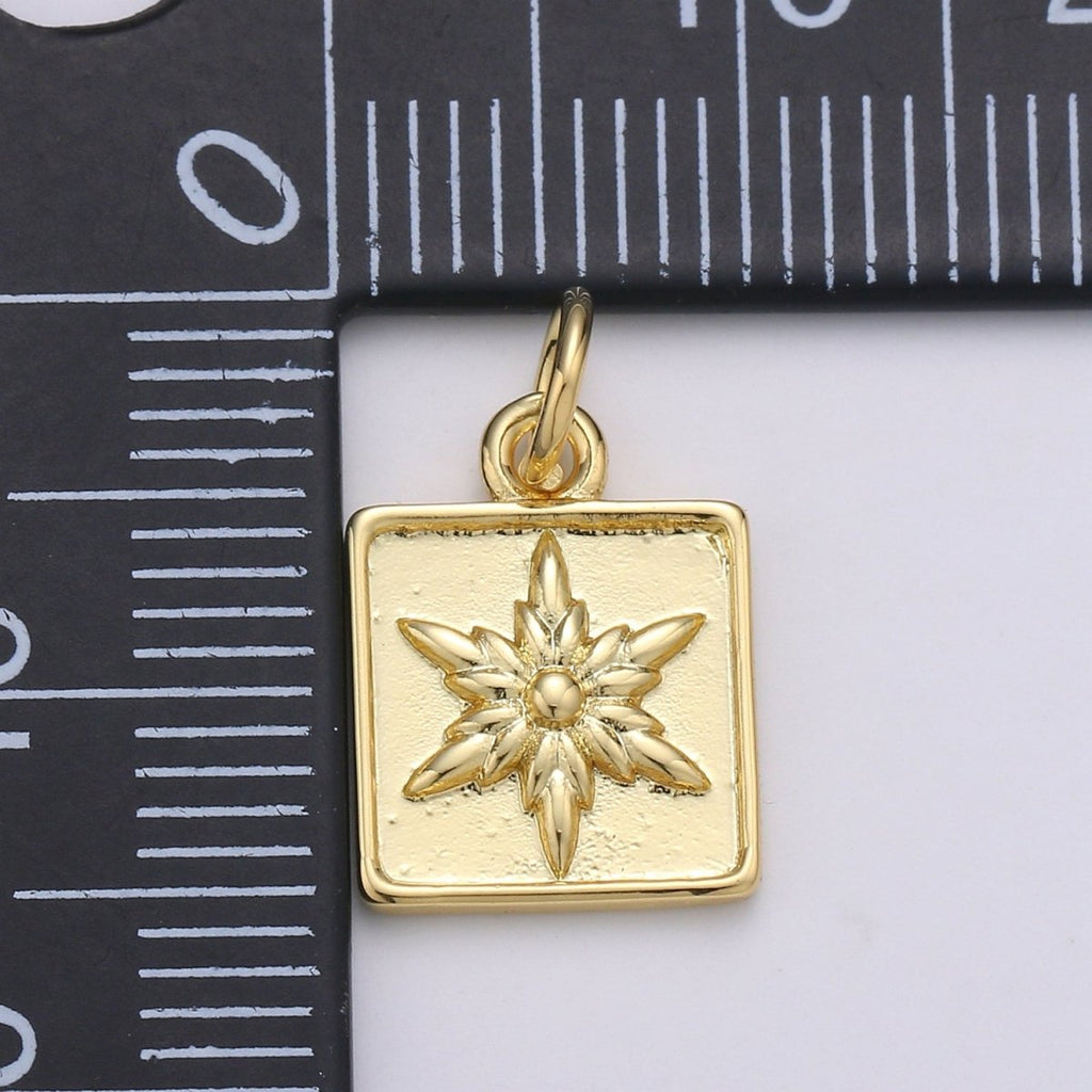 24K Gold plated Star Square Charm D-913 - DLUXCA