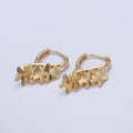 24K Gold plated Starburst Mariposa Butterfly Dangle on Teardrop Huggie Hoop Earrings T-183 - DLUXCA