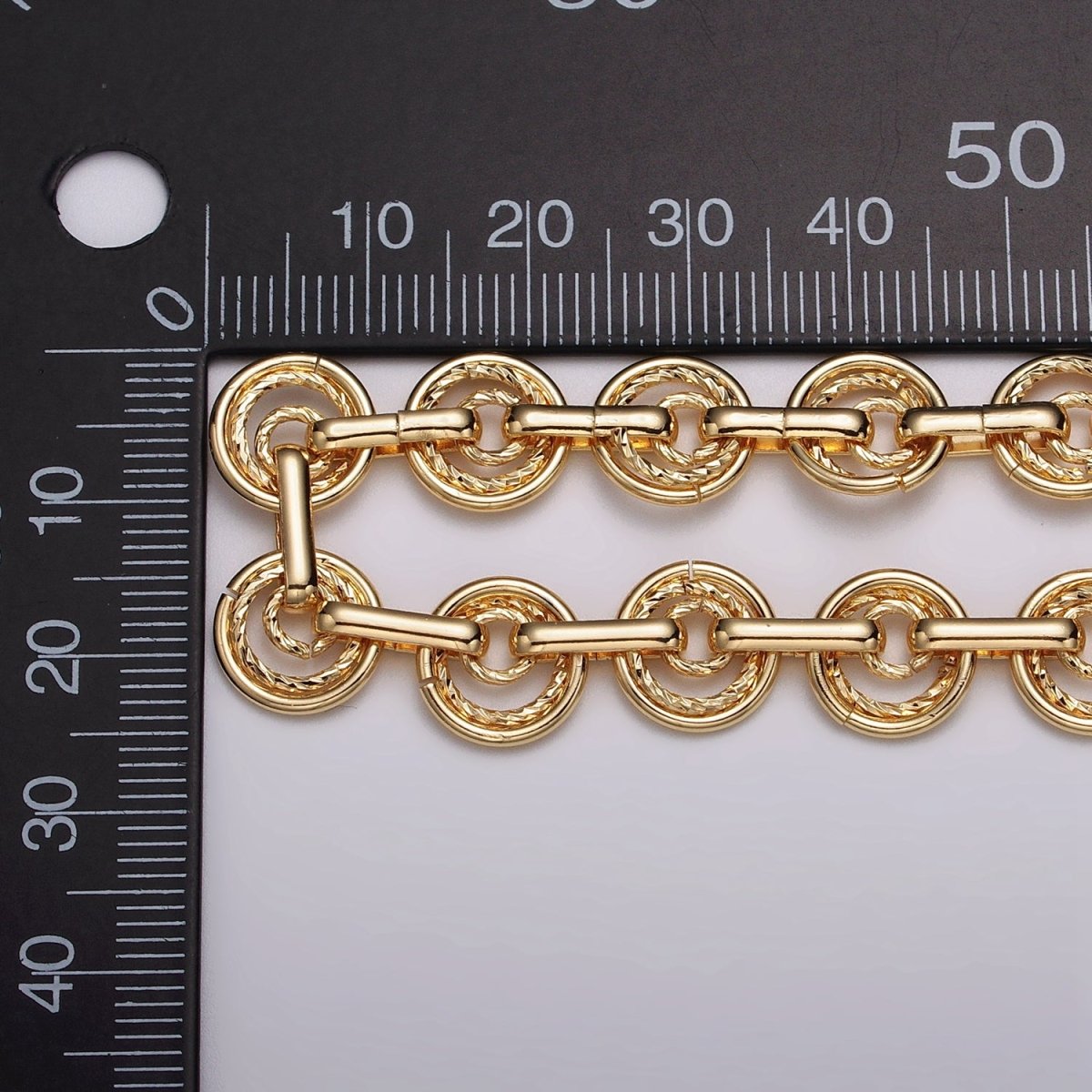 24k Gold plated Statement Designed Textured Round Rolo Unfinished Statement Chain in Gold & Silver | ROLL-1135, ROLL-1136 Clearance Pricing