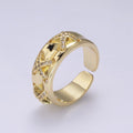 24K Gold plated Statement X Crystal Zirconia CZ Adjustable Ring U-411 - DLUXCA