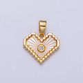 24K Gold plated Stripped Shell Pearl CZ Heart Pendant | AA108 - DLUXCA
