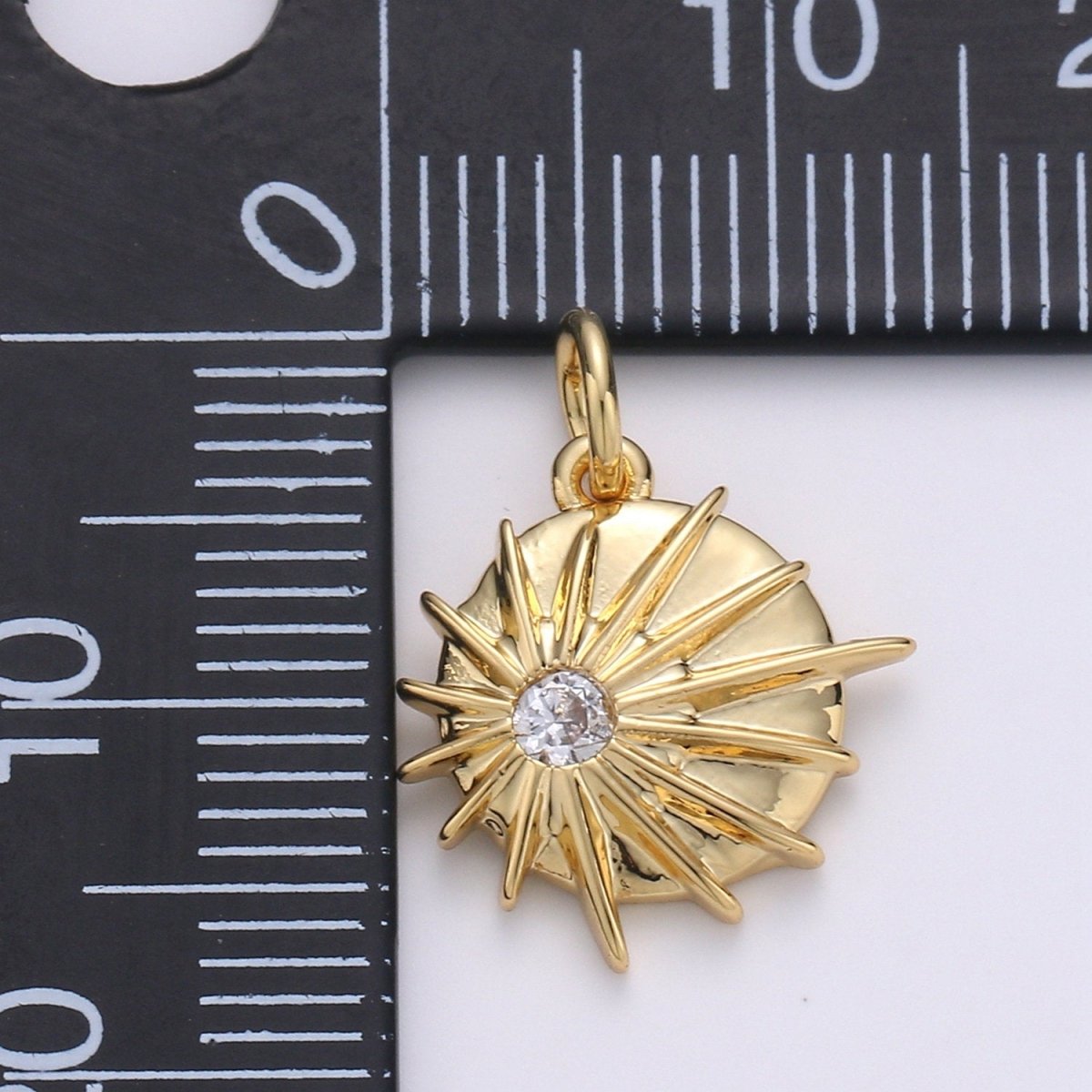 24k Gold plated Sun Charm Pendant, Dainty Celestial Pendant CZ SunBurst Necklace Earring Charm Bohmeian Boho Jewelry Supply D-213 - DLUXCA