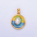 24K Gold plated Sunrise Freshwater Pearl Pendant | AA1460 