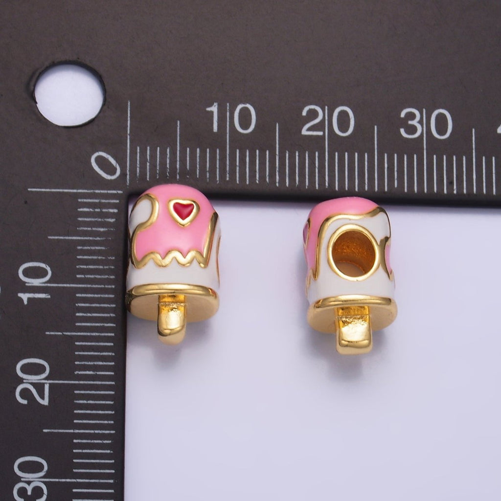 24K Gold plated Sweet Heart Lollipop Candy Enamel Bead | B153 - DLUXCA