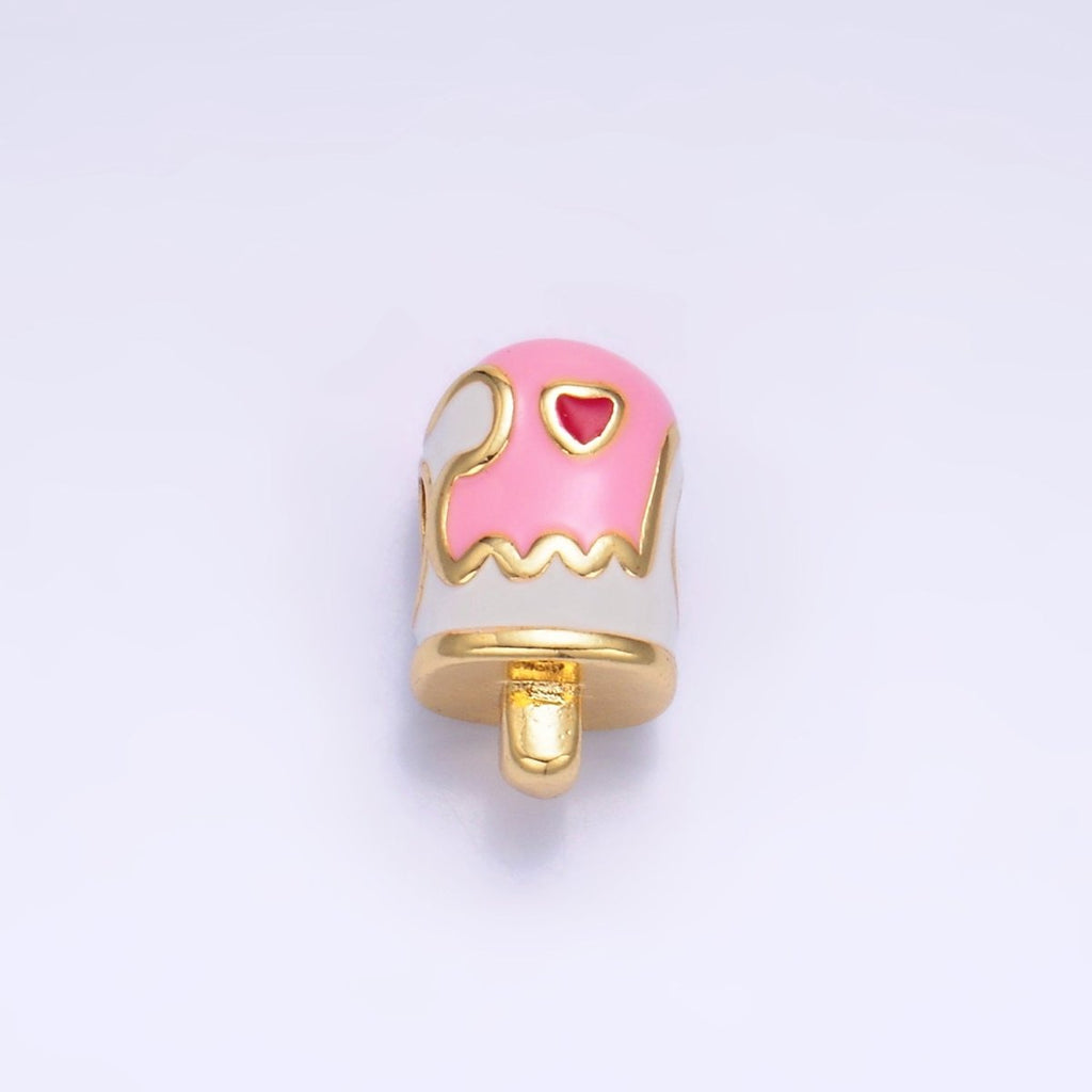 24K Gold plated Sweet Heart Lollipop Candy Enamel Bead | B153 - DLUXCA