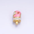 24K Gold plated Sweet Heart Lollipop Candy Enamel Bead | B153 - DLUXCA