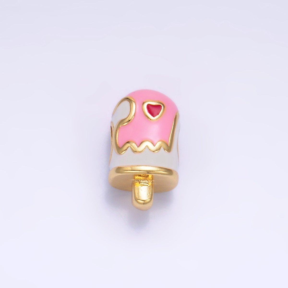 24K Gold plated Sweet Heart Lollipop Candy Enamel Bead | B153 - DLUXCA