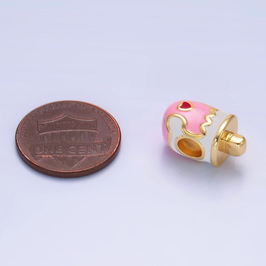 24K Gold plated Sweet Heart Lollipop Candy Enamel Bead | B153 - DLUXCA
