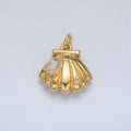 24K Gold plated Teardrop CZ Clam Sea Shell Puffed Charm | AC160 - DLUXCA