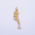 24K Gold plated Teardrop CZ Leaf Nature Charm in Gold & Silver | W449 - DLUXCA