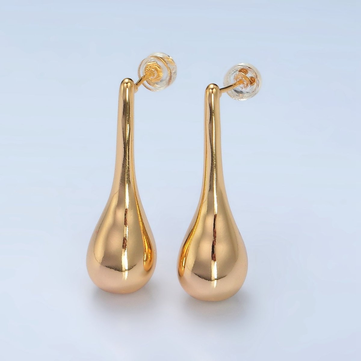 24K Gold plated Teardrop Drip Dome Stud Earrings in Gold & Silver | AD590 AD591